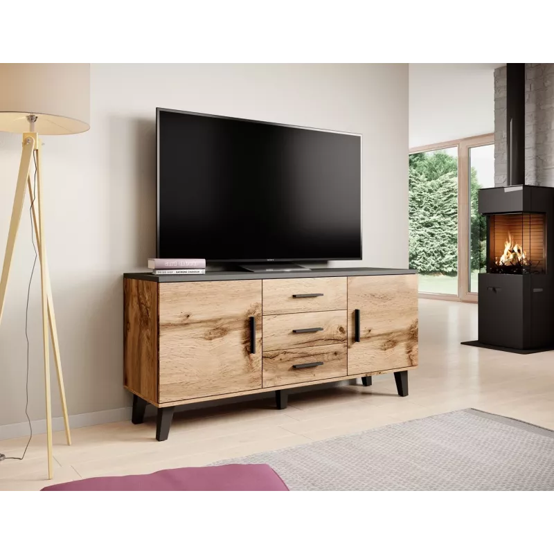 Cama sideboard LOTTA 150 2D3S wotan oak + mat Juoda