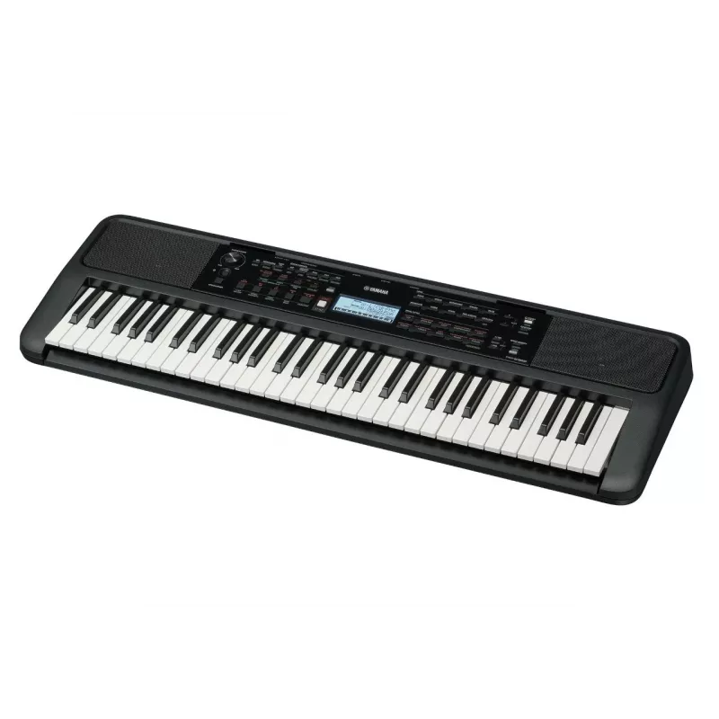 Klavišinis YAMAHA PSR-E383 — 61 klavišų nešiojama MIDI klaviatūra, LCD ekranas, USB, įmontuoti garsiakalbiai, maitinimas iš baterijų (6), juoda
