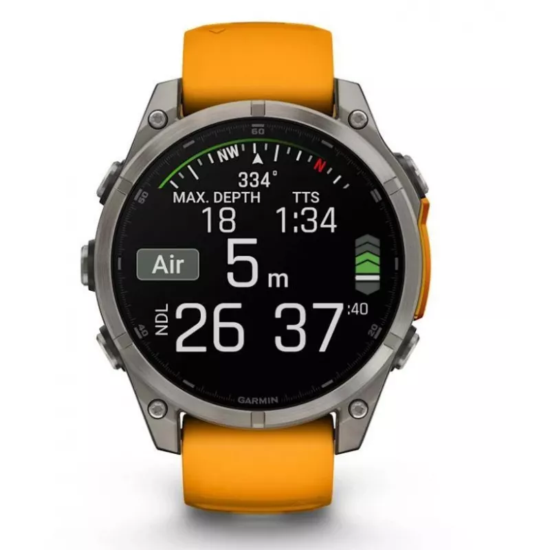 Garmin Fenix 8 3.56 cm (1.4 inch) AMOLED 51 mm skaitmeninis 454 x 454 pikseliai liečiamas ekranas Titanas Wi-Fi GPS