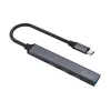USB 3.0 4 prievadų sąsajos šakotuvas SAVIO AK-71 su USB-C laidu, 5000 Mbit/s, 2 metų garantija