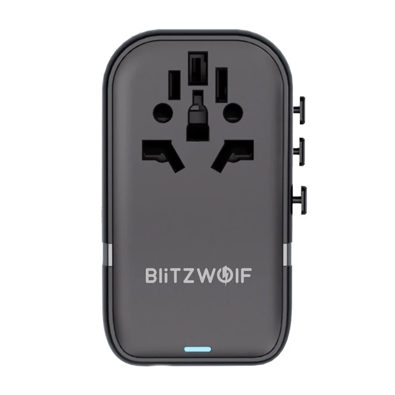 Kelioninis adapteris BlitzWolf BW-TA2 5-in-1 su 2×USB Power Delivery 100W, kelių formatų lizdu