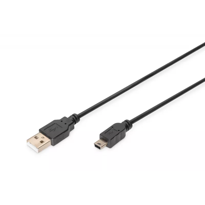 Assmann/Digitus USB 2.0 jungiamasis laidas A-B USB 2.0, 480Mbit/s, USB A - USB mini B, kištukas/kištukas, 1,8m, juodas (AK-300130-018-S)