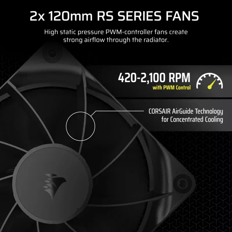 Corsair NAUTILUS 240 RS – skystu aušinamas procesoriaus aušintuvas, juodas