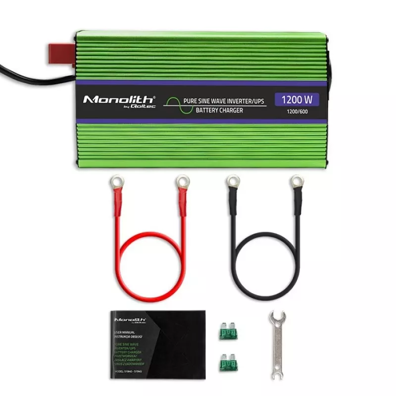 Automobilinis keitiklis Qoltec Monolith 1200 W žalias 12 V