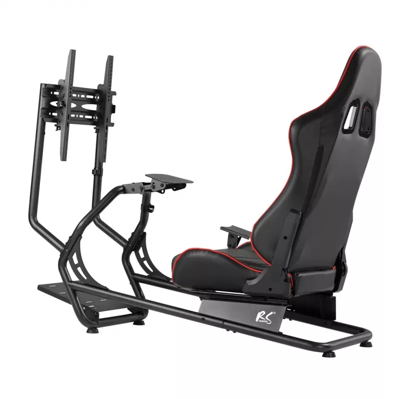 Gaminimo kėdė NanoRS RS160 3-in-1 Lenktynių Simuliatoriaus Stovas PC Konsolėms, Dirbtinės Odos Apvalkalas, Vairo Stovas, TV Laikiklis iki 50 col., Vesa 400x400