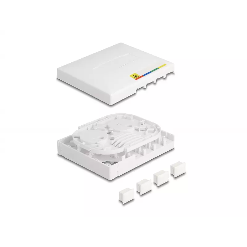DeLOCK optinio pluošto prijungimo dėžutė FTTH sieniniam montavimui 4× SC Simplex LC Duplex balta