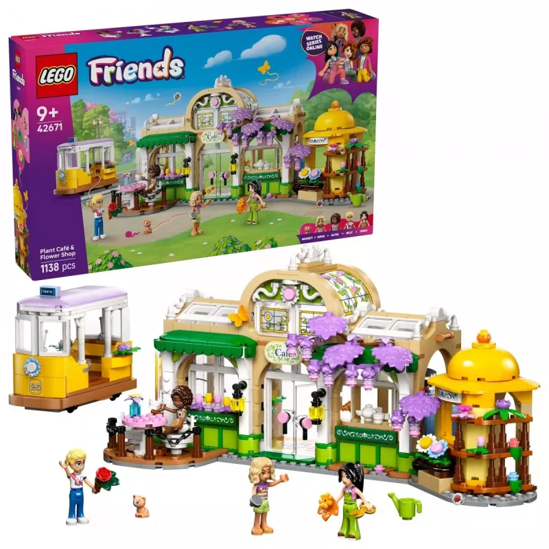 LEGO Friends 42671 Augalų kavinė ir gėlių parduotuvė – statybos rinkinys su kavine ir gėlių parduotuve
