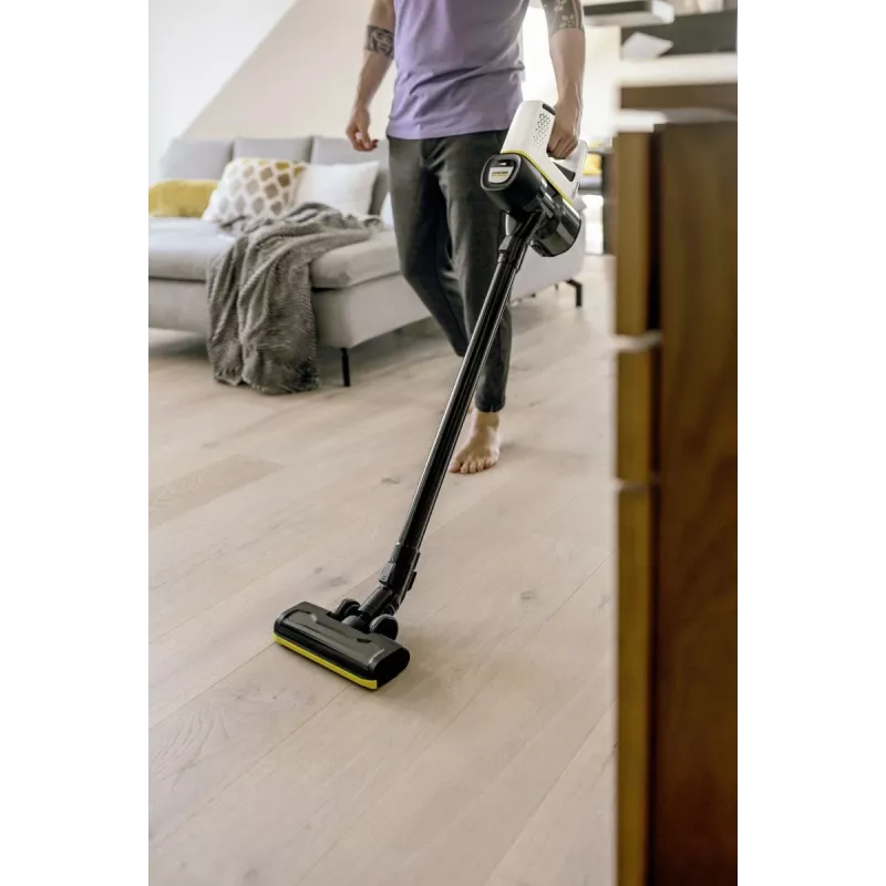 Kärcher VC 4 2-in-1 belaidis dulkių siurblys, 21,6 V Li-Ion, 30 min veikimo, HEPA, geltonas/juodas