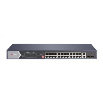 Hikvision DS-3E0528HP-E tinklo jungiklis, nevaldomas Gigabit Ethernet (10/100/1000), PoE palaikymas, mėlynas