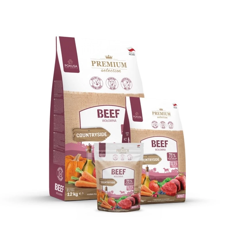 POKUSA Premium Selection Beef Adult sausas šunų ėdalas su jautiena - 3kg