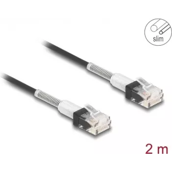 Tinklo laidas DeLOCK RJ45 Cat.6A UTP Slim 2m Juodas