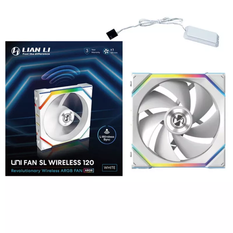 Ventiliatorius Lian Li UNI FAN SL Wireless 120 12 cm Baltas 28,5 dB 64.05 cfm