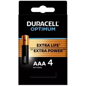 Duracell OPTIMUM AAA šarminės baterijos, 4 vnt. – ilgaamžė energija mažiems prietaisams