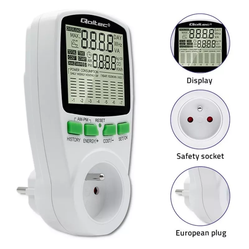 Energijos skaitiklis QOLTEC PM0627 3680W su istorija