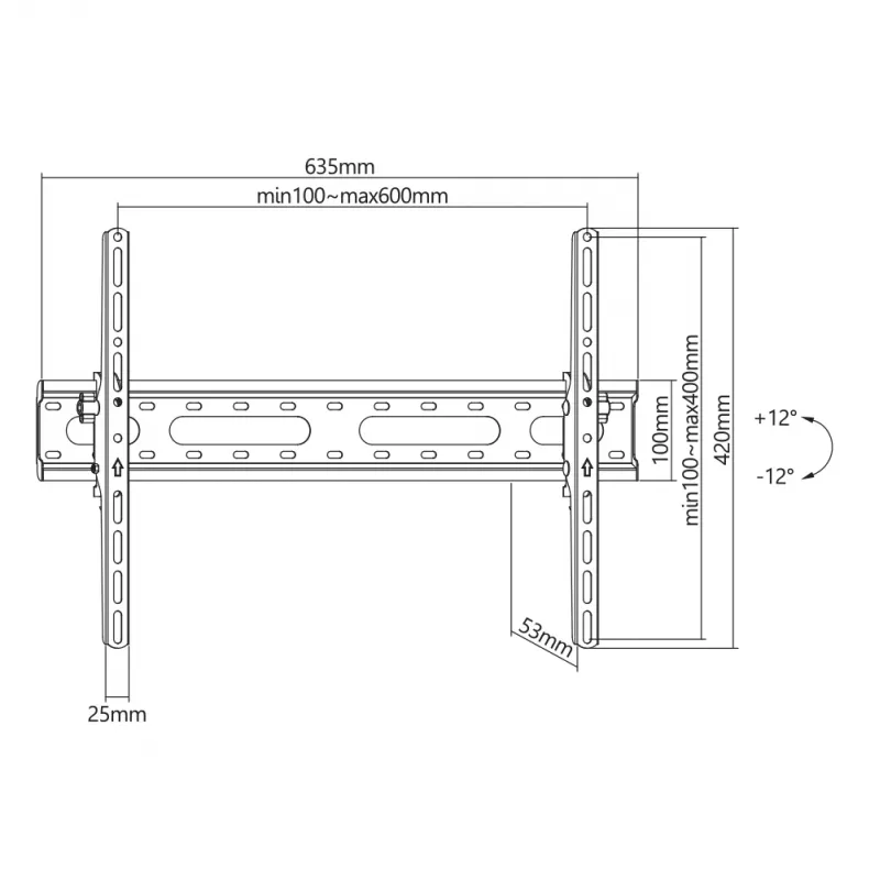 Laikiklis SBOX PLB-2546T-2 televizoriui nuo 37 iki 80 colių, 45 kg, VESA 600×400 mm