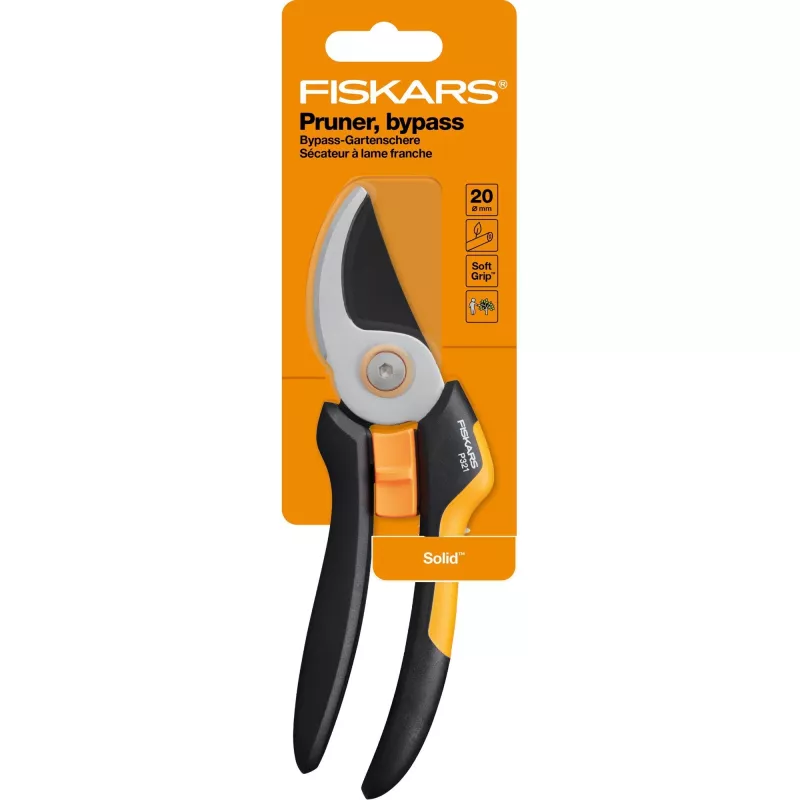 Fiskars Solid M P321 genėjimo žirklės Bypass juodos, oranžinės