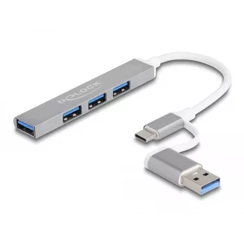 Delock 64214 USB šakotuvas 4x USB-A, sidabrinis