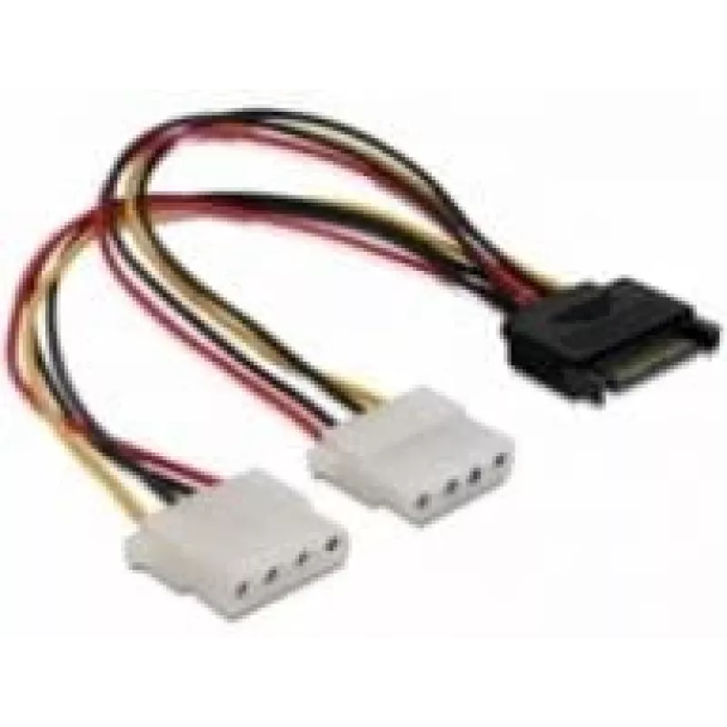 SATA 15 kaiščių į 2x 4 kaiščių Molex moteriškas 20 cm DeLOCK 65159
