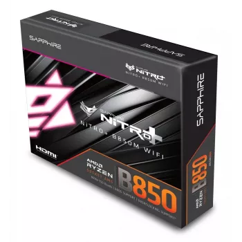 Motininė plokštė Sapphire NITRO+ B850M WIFI — AMD B850, Socket AM5, micro ATX, DDR5, 4x DIMM, Wi‑Fi 6, 2.5Gb LAN, 2x M.2