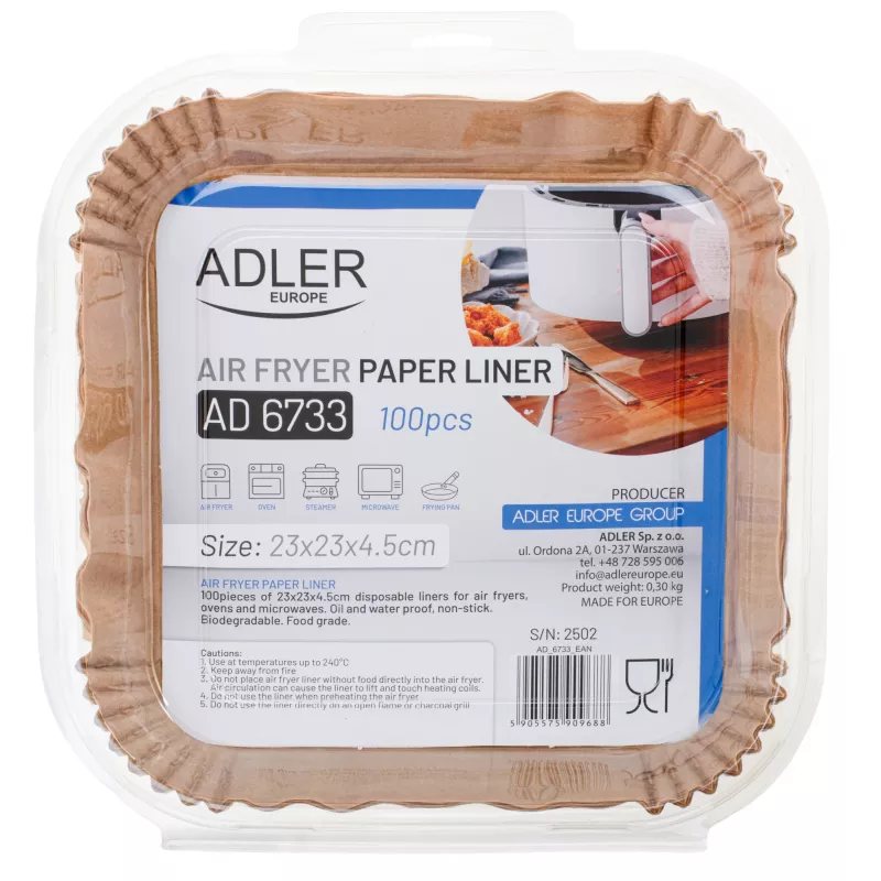 Adler Popieriniai Įdėklai Oro Gruzdintuvei | AD 6733 | 100 vnt.