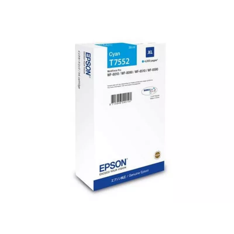 Originalus Epson kasečių rašalas C13T75524N (XL didelės talpos) Cian, skirtas WF-8XXX serijai
