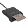 ID kortelių skaitytuvas QOLTEC Smart chip ID card scanner – USB, juodas, 84,5×65×16 mm, 63 g