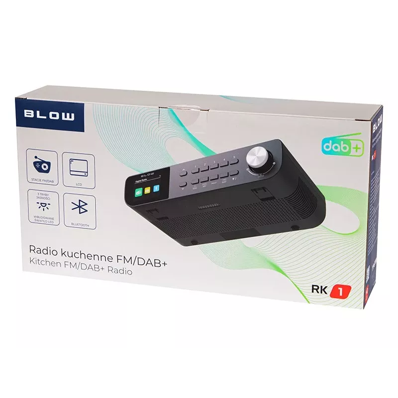 Nešiojamas FM/DAB+ radijas BLOW RK1 – kompaktiškas juodas, maitinamas iš tinklo arba baterijų