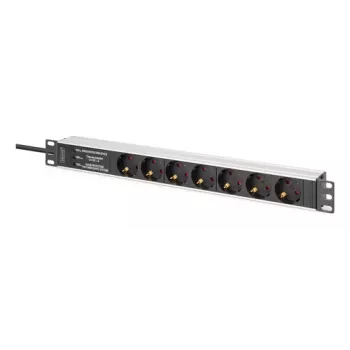 DIGITUS DN-95441 maitinimo paskirstymo blokas PDU 7 AC lizdų 1U juodas sidabrinis