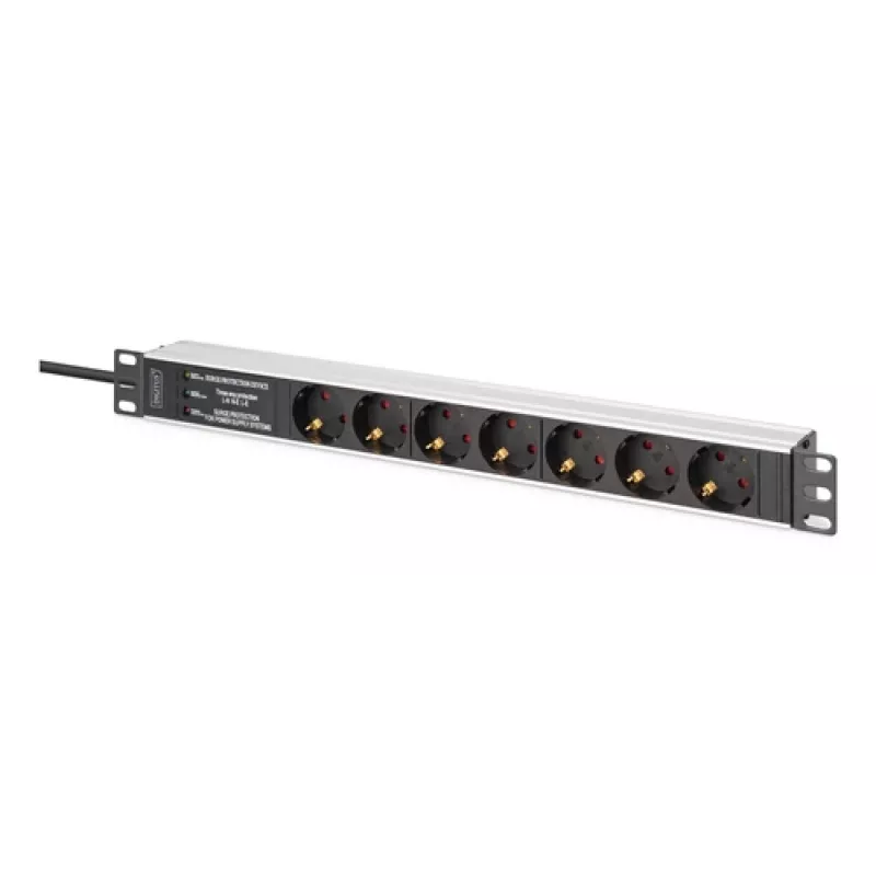 DIGITUS DN-95441 maitinimo paskirstymo blokas PDU 7 AC lizdų 1U juodas sidabrinis