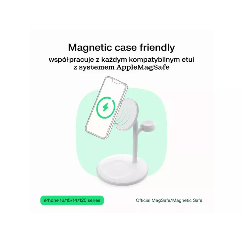 Green Cell MSST-GC-3IN1-B belaidžio įkrovimo stotelė 3 viename – išmaniesiems telefonams, belaidėms ausinėms ir išmaniesiems laikrodžiams, juoda
