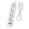 Maclean MCE394W ilgintuvas 3 kištukiniai lizdai, 3×USB 2.1A, 2500 W, 1,5 m laidas, baltas