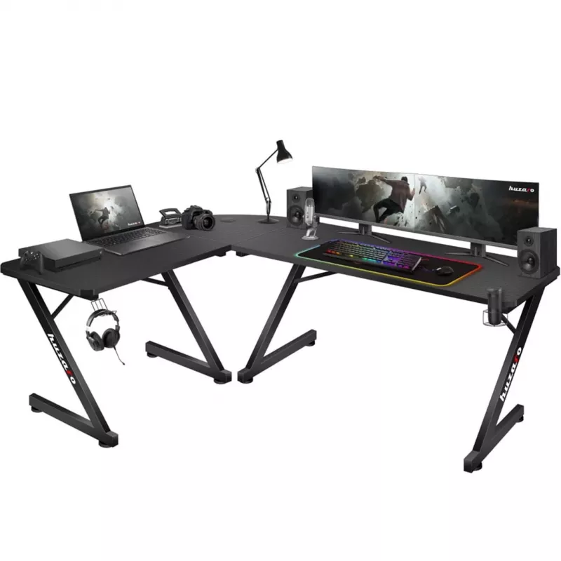Kampinis stalas Huzaro Hero 7.0 Black – anglies pluošto viršus, aliuminio rėmas 1540×1170×725 mm