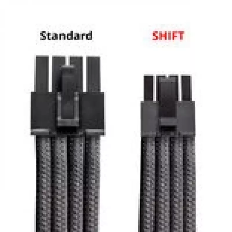 CableMod C-Series Pro ModMesh kabelių rinkinys Corsair Type 5 RMx Shift maitinimo šaltiniams, 2x 12V-2x6, StealthSense, anglies spalva, 65 cm