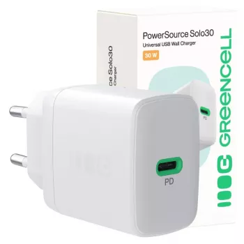 Green Cell PowerSource Solo30 30W Baltas – USB-C įkroviklis