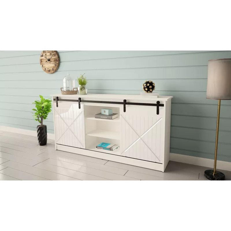 komoda 160x80x35 GRANERO baltas/blizgi balta