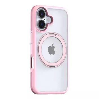 Apsauginis dėklas Torras Ostand R Fusion, skirtas iPhone 16 – rožinis, plonas, lengvas, apsaugantis nuo įbrėžimų ir smūgių
