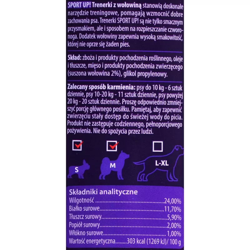 Dresūros skanėstai šunims MACED Sport Up! Beef 300 g – jautienos skonio užkandžiai treniruotėms
