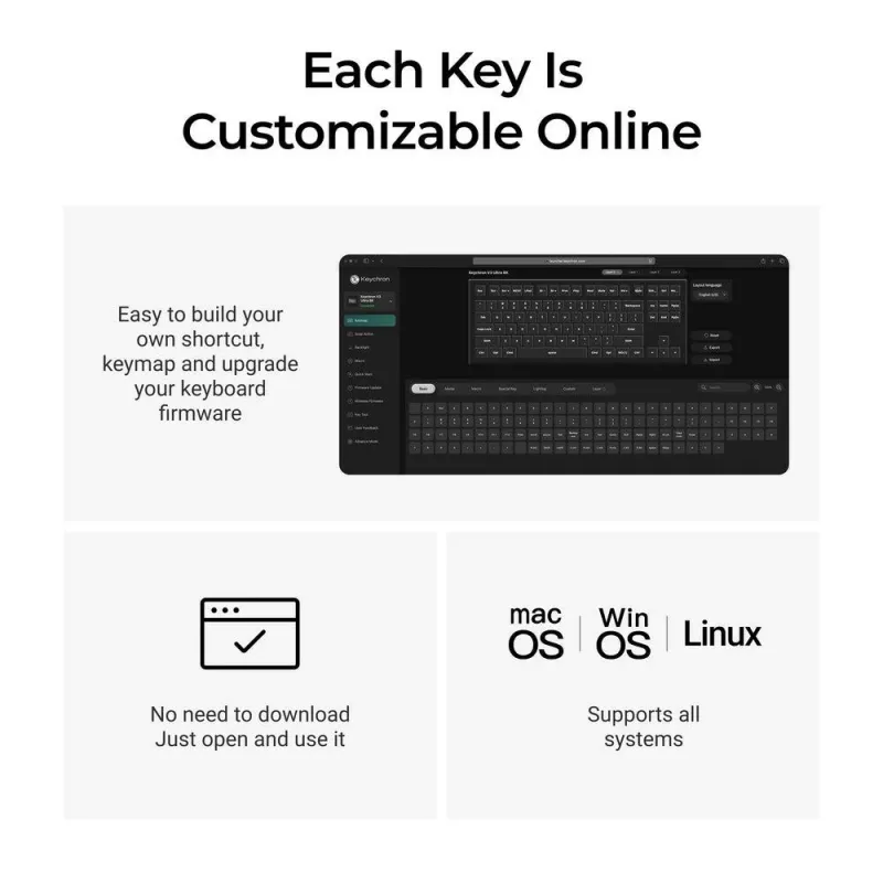 Mechaninė klaviatūra Keychron V3 Ultra 8K – laidinė ir belaidė, QWERTY išdėstymas, RGB LED, juoda