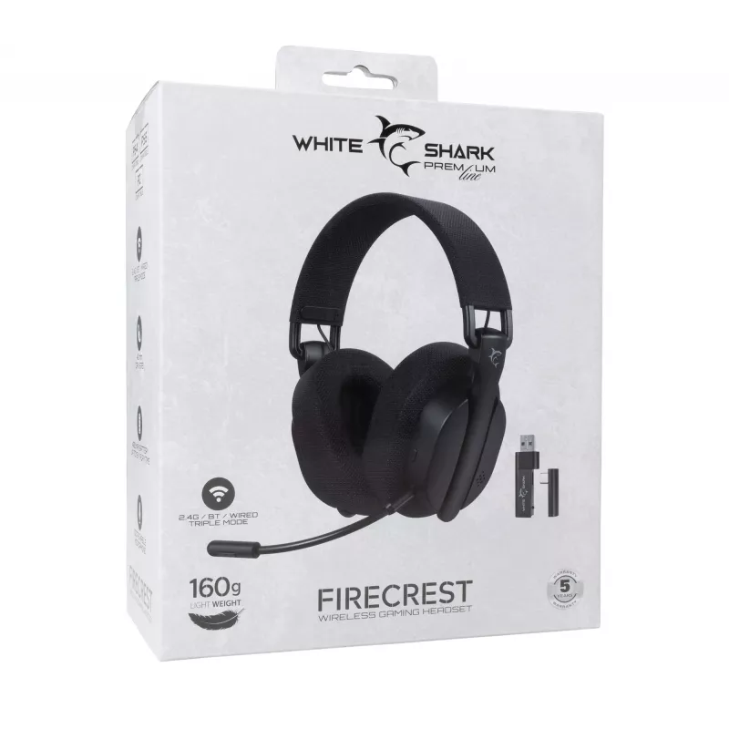 Belaidės ausinės White Shark WGH-2444 Firecrest Black