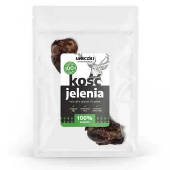 UNISZKI Deer Bone Medium – natūralus vienos porcijos kramtomas kaulas vidutiniams šunims 10–25 kg, be grūdų, be glitimo, be konservantų, pakelis