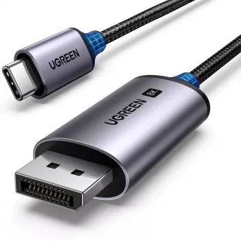 USB-C į DisplayPort laidas UGREEN 1 m — USB-C (vyriškas) į DisplayPort (vyriškas), tiesios jungtys, juodas