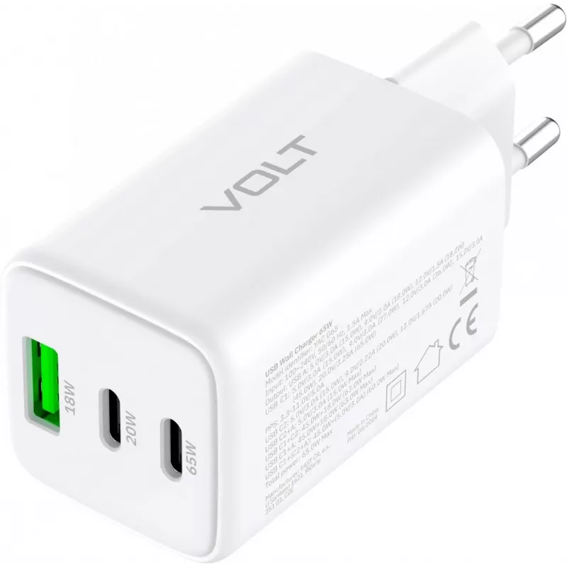 YENKEE YAC G65 WH VOLT USB C 65W 3A maitinimo adapteris