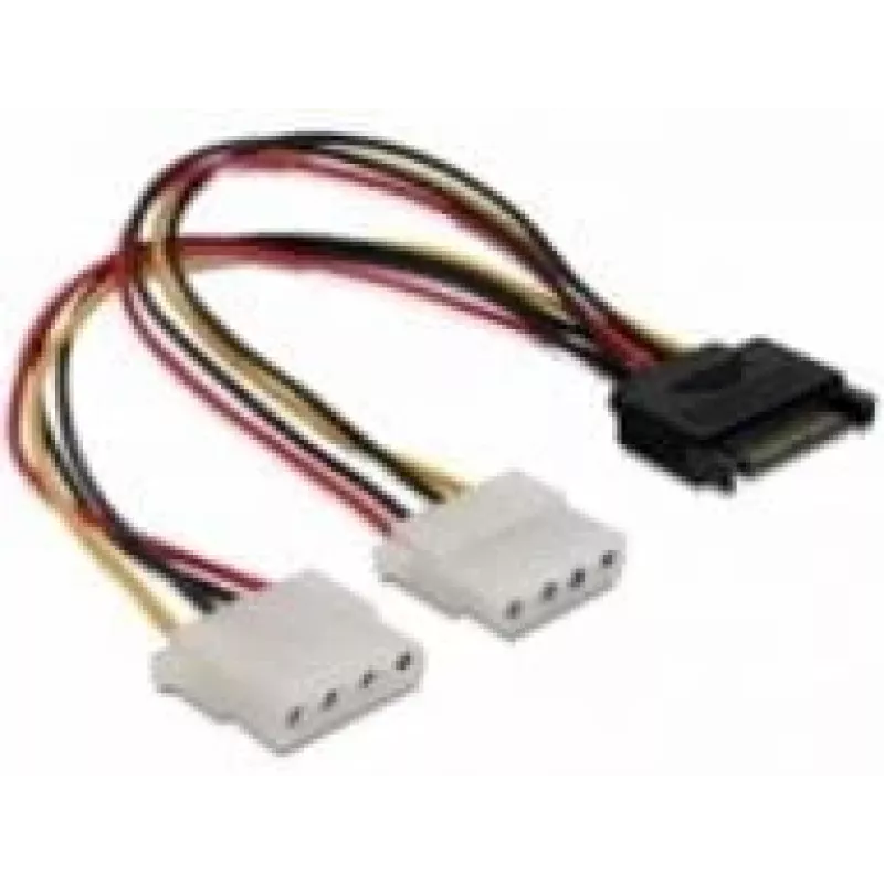 SATA 15 kaiščių į 2x 4 kaiščių Molex moteriškas 20 cm DeLOCK 65159