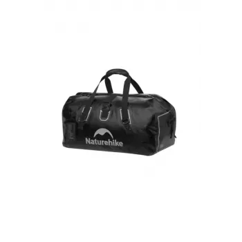 Vandeniui atsparus kelioninis krepšys Naturehike 90L, užsukamas viršus, juodas
