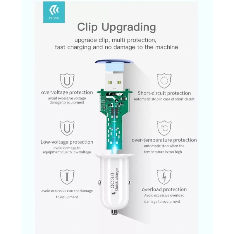 Automobilinis kroviklis Devia Mushroom serija QC3.0 18W Auksinis – USB greitas įkrovimas, 18W