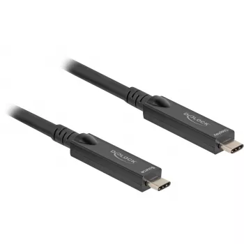 Aktyvus optinis USB-C 8K vaizdo + duomenų + PD laidas (juodas, 15 m, 60 W)