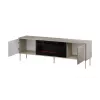 Spintelė televizoriui su židiniu Cama Meble TRESSE 180x40x54,5 cm – juodas rėmas, kaspininis matinis viršus