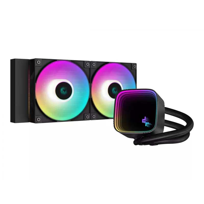 DeepCool LS520 SE AIO skystinis procesoriaus aušintuvas, 2 x 120 mm, ARGB, juodas