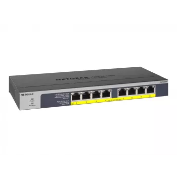 NETGEAR GS108PP nevaldomas Gigabit Ethernet (10/100/1000) jungiklis su PoE, juodas