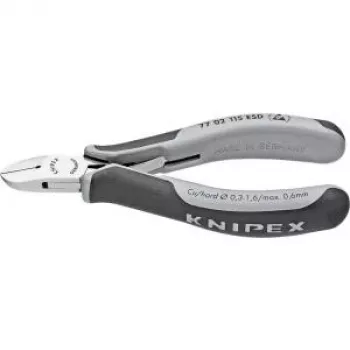 Knipex elektronikos šoniniai pjaustytuvai, ilgis 115 mm, forma 0, nuožulna, mažas veidrodinis poliravimas